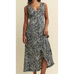 Nobody's Child Dress 6 Black White Ditsy Floral Clio Midi